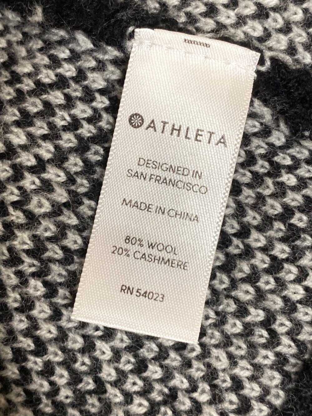 Athleta Women's Large Wool Cashmere Long Open Cardigan Sweater Black White - Picture 4 of 9